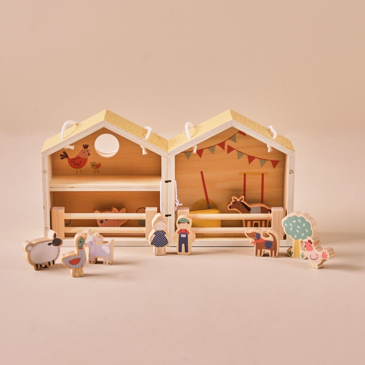 Personalised Just Bee Kids Wooden Farm House with Dolls FSC®