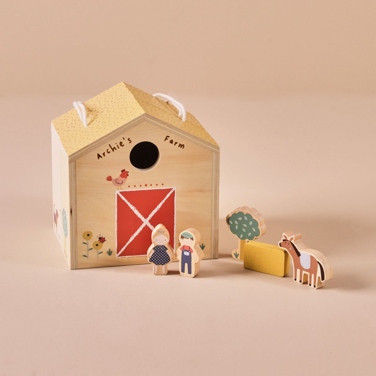 Personalised Just Bee Kids Wooden Farm House with Dolls FSC®