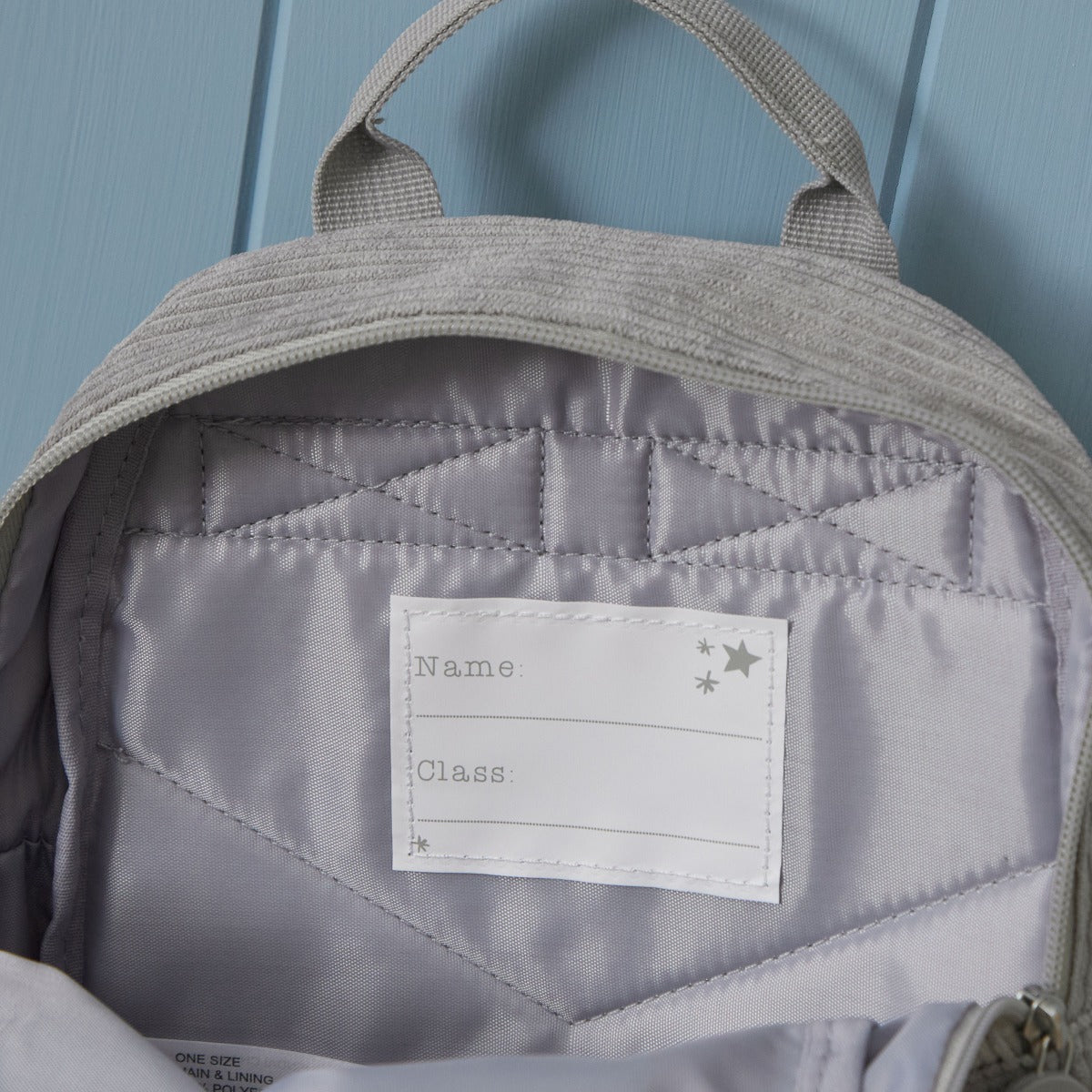 Personalised Rocket Embroidered Grey Cord Backpack