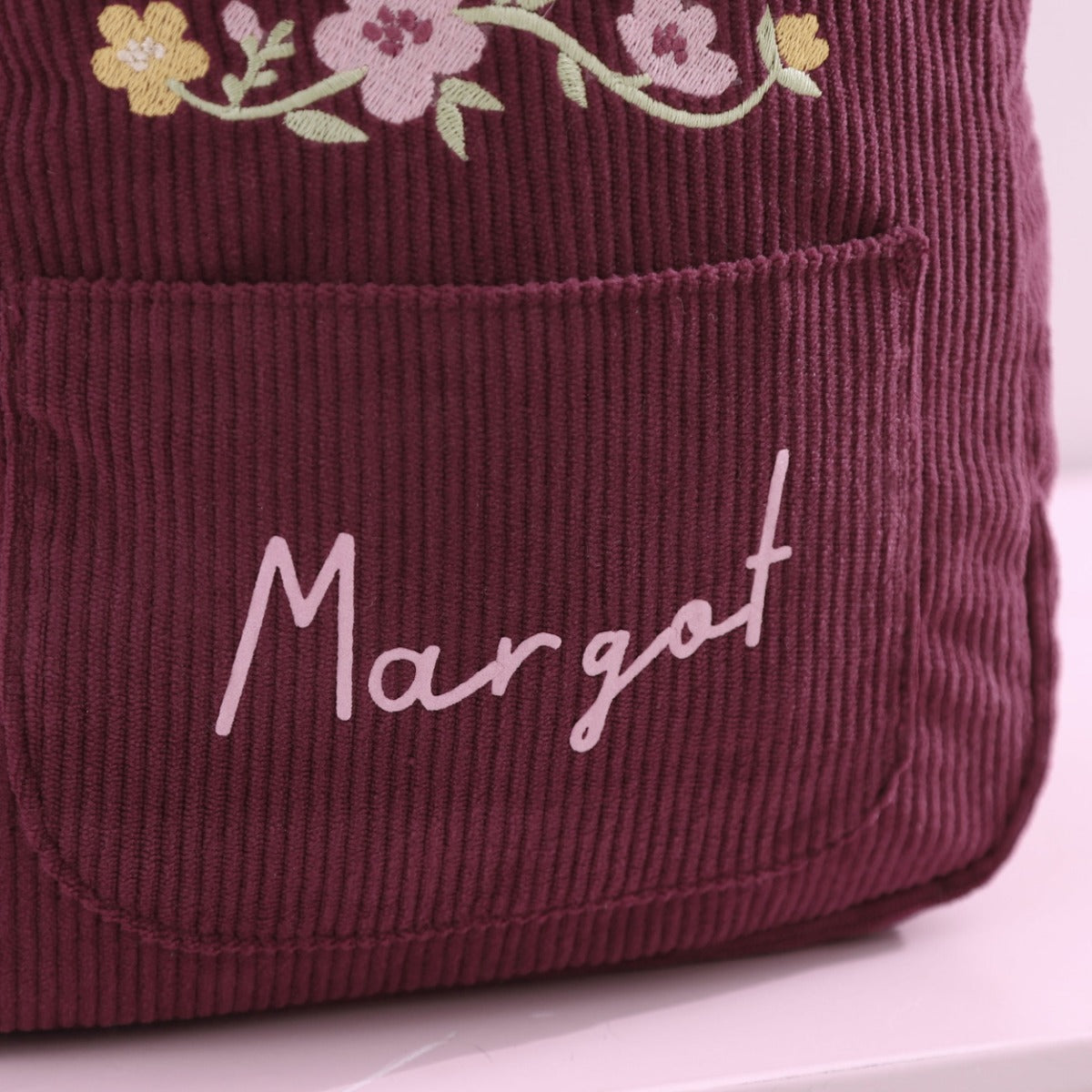 Personalised Floral Wreath Berry Cord Mini Backpack