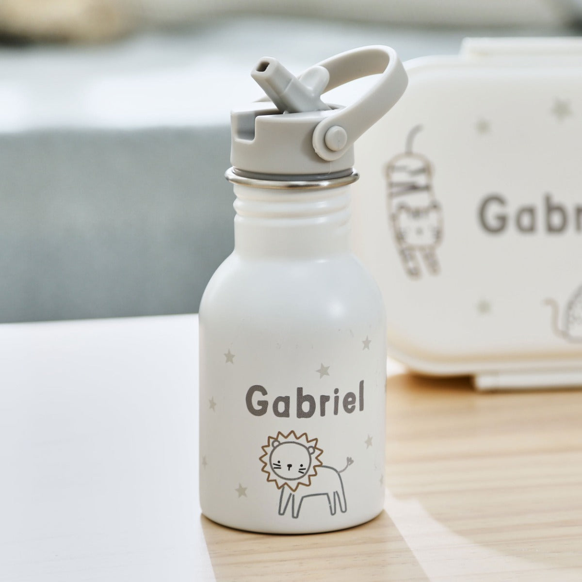 Personalised Big Cats Neutral Water Bottle 