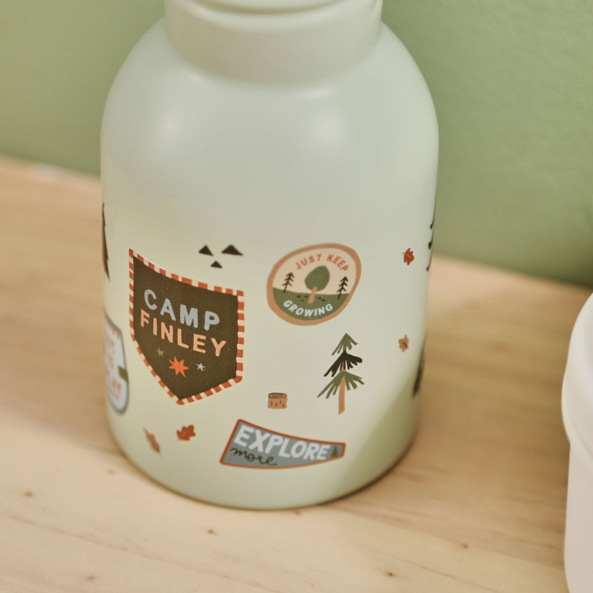 Personalised Let's Play Outside Badge Sage Bottle 