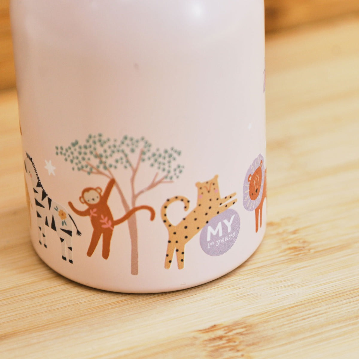 Personalised Pink Floral Safari Water Bottle 