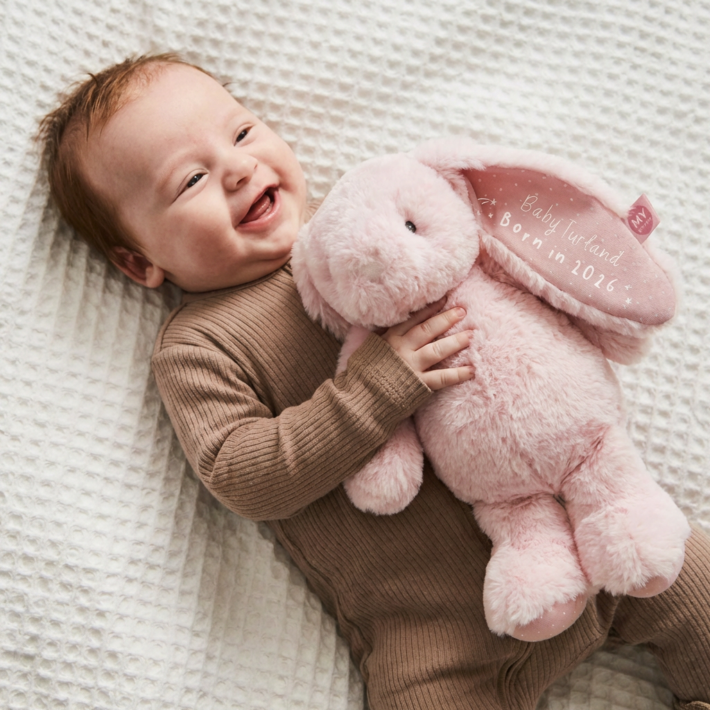 Personalised Born In 2026 Pink Bunny Soft Toy