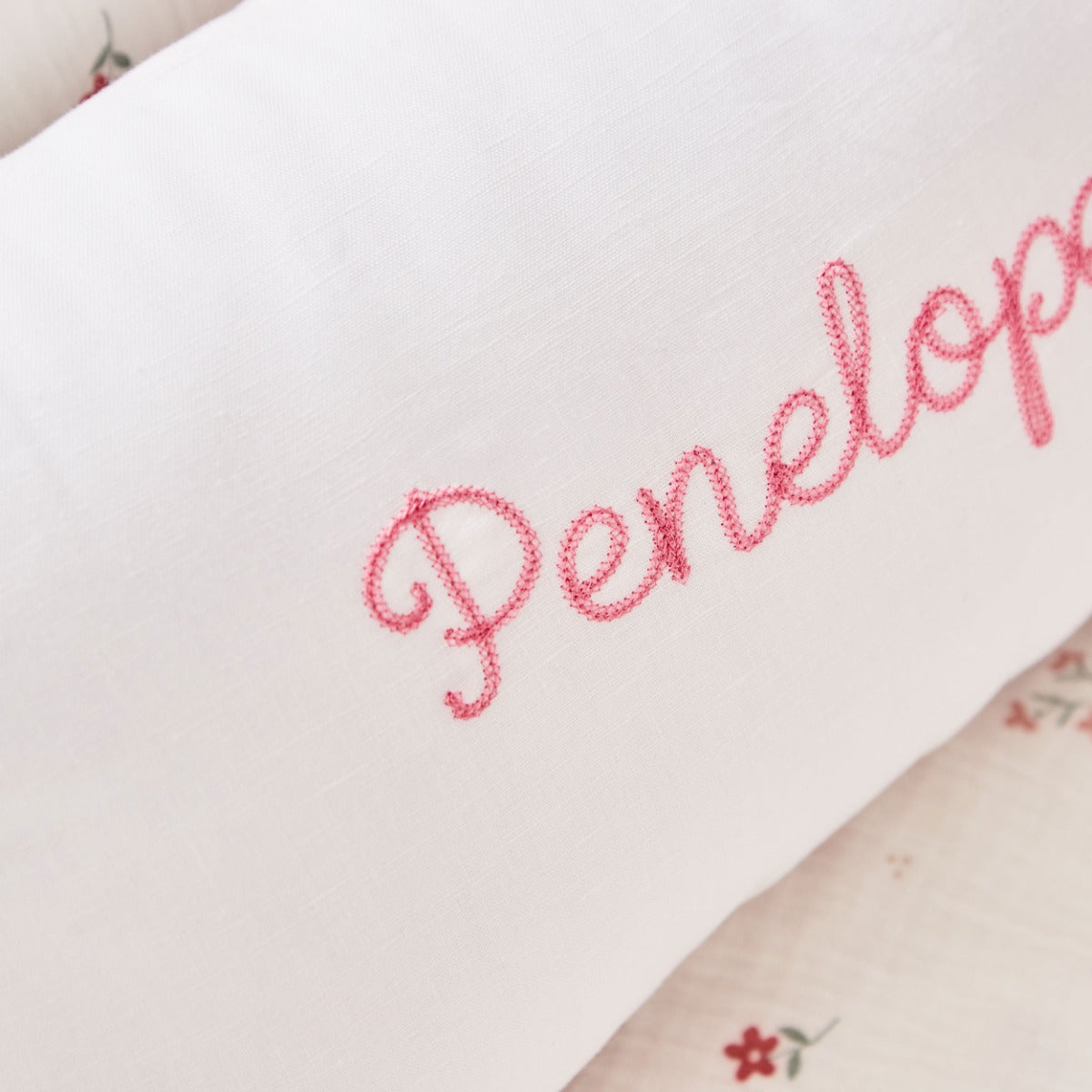 Personalised Name Chain Stitch Linen Cushion 