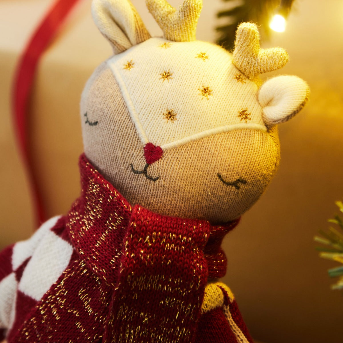 Personalised Avery Row Knitted Reindeer Doll 