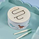 Personalised Blue Wooden Dino Drum FSC®