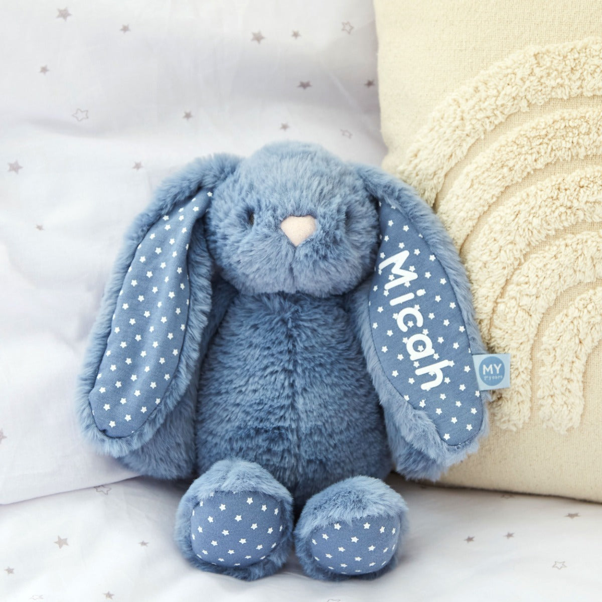 Personalised Wave Blue Bunny Soft Toy