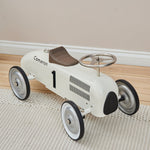 Personalised White Metal Ride On Car