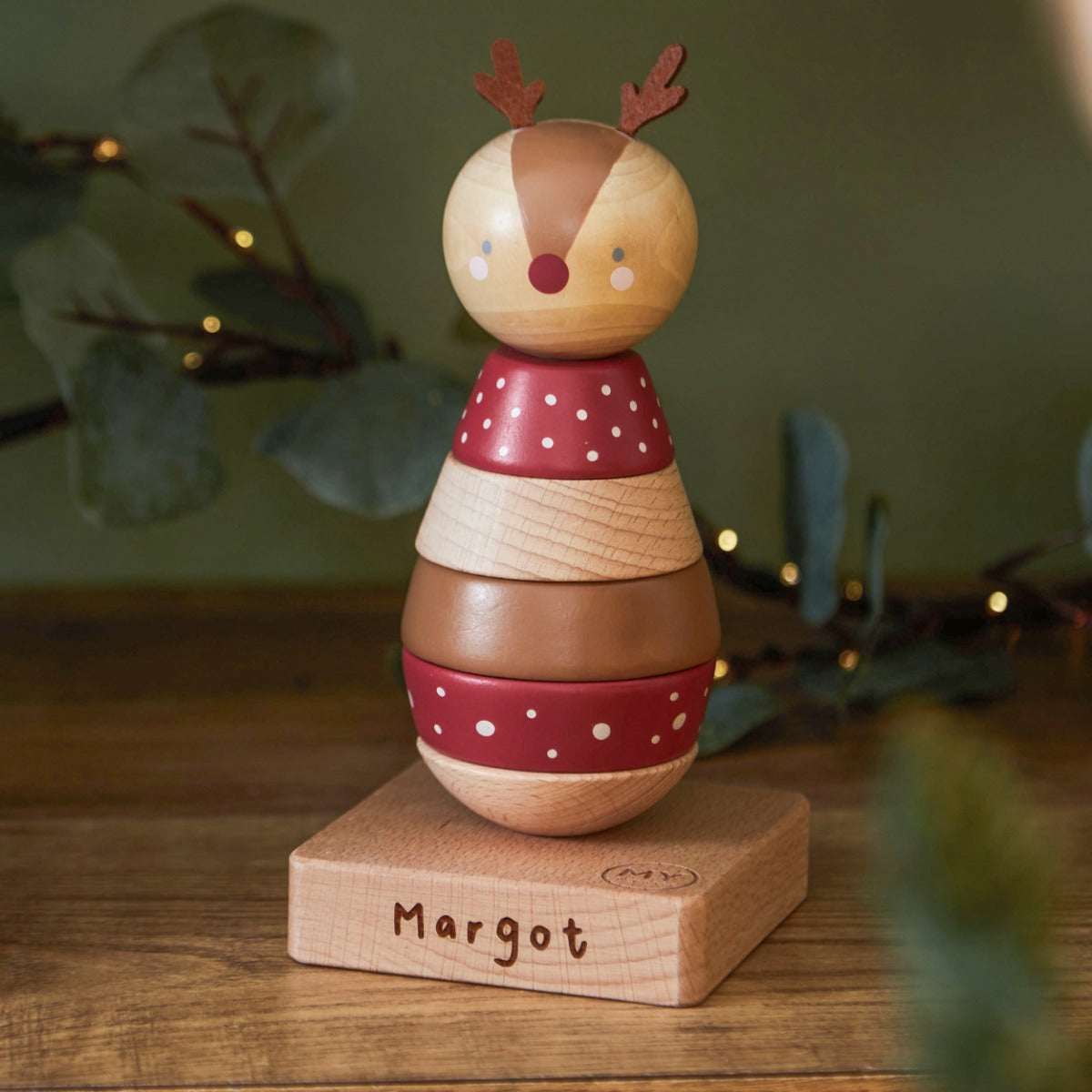 Personalised Wooden Reindeer Stacker Toy FSC®