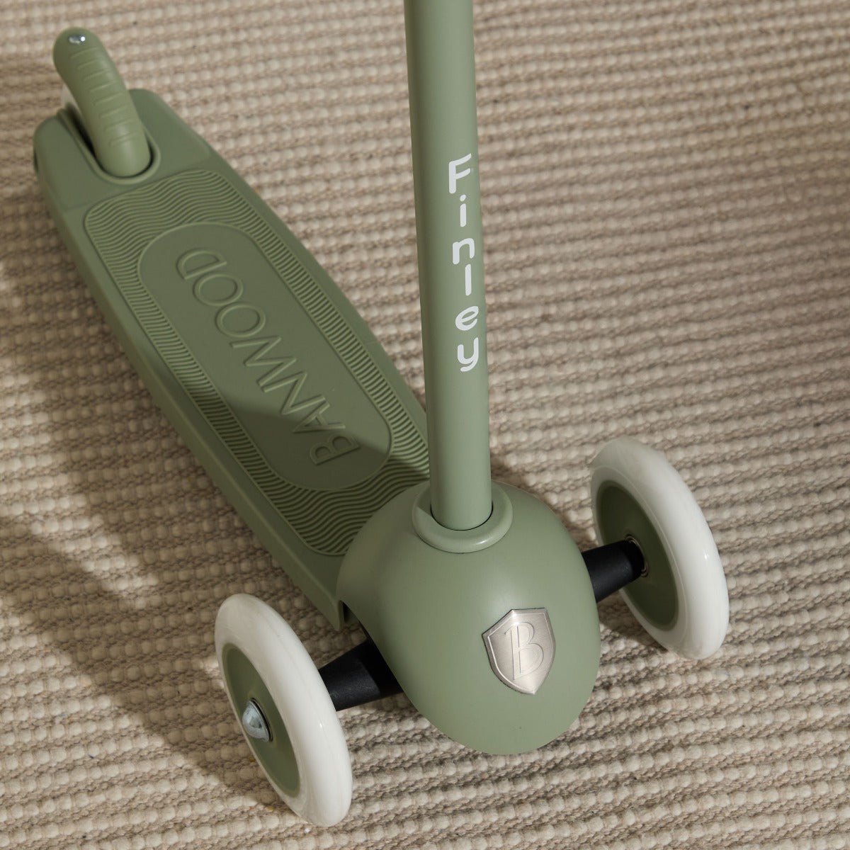 Personalised Olive Eco Banwood Three-Wheel Scooter