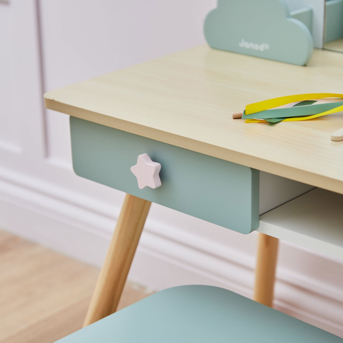 Personalised Janod Unicorn Wooden Dressing Table & Accessories 