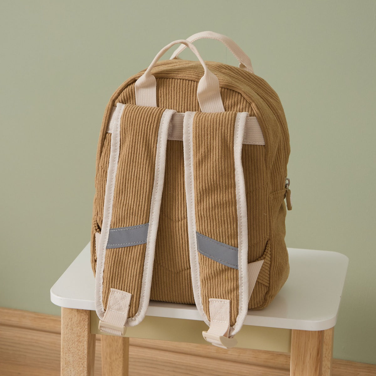Personalised 3 Bear Faces Mini Caramel Cord Backpack