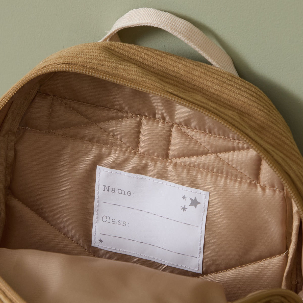 Personalised 3 Bear Faces Mini Caramel Cord Backpack