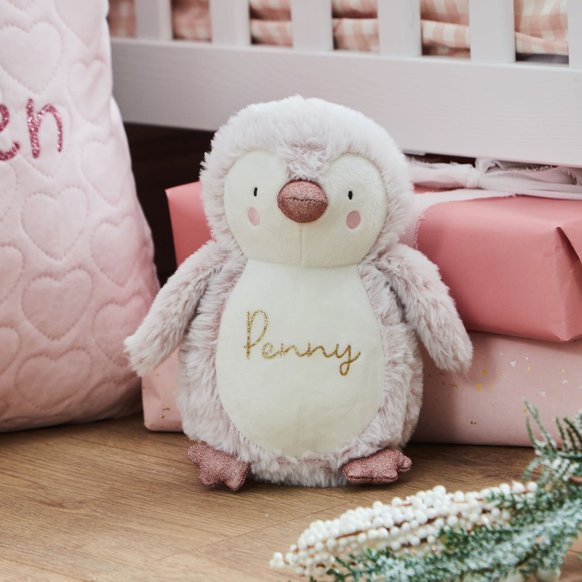 Personalised Pink Penguin Plush Toy