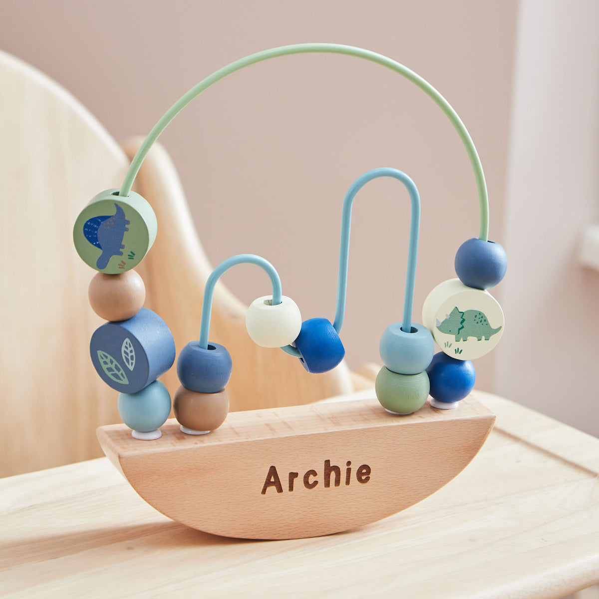 Personalised Dino Rocking Bead Activity Toy FSC®