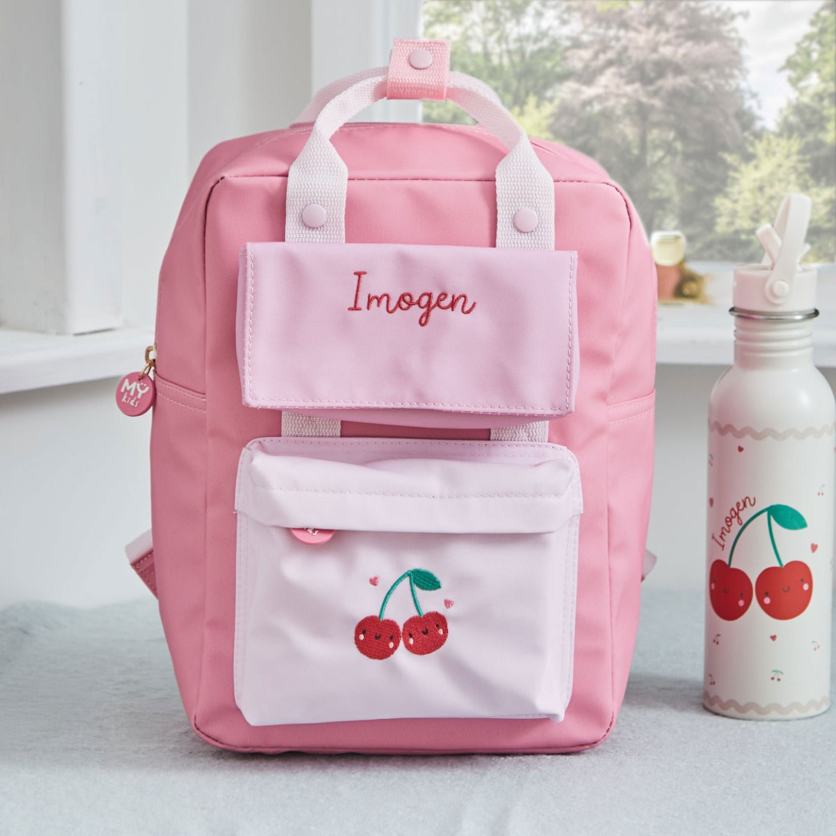 My Kids Personalised Cherries Medium Pink Backpack