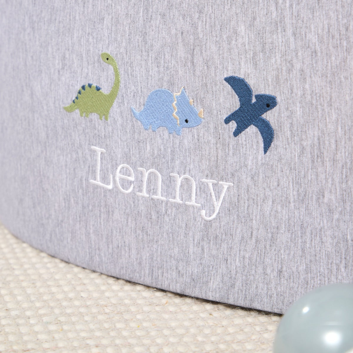 Personalised Dino Embroidered Grey Ball Pit