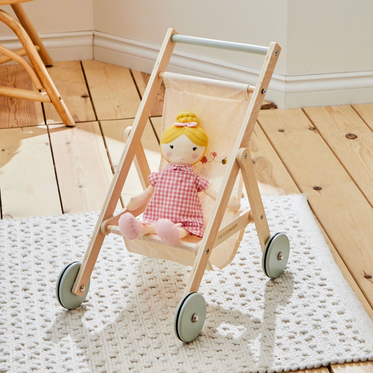 Personalised Kids Concept Bee Embroidered Wooden Stroller
