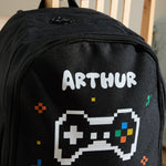 My Kids Personalised Gamer Boy Large Black Backpack 