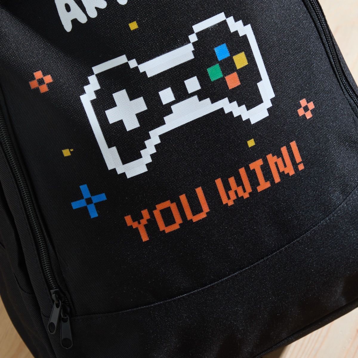 My Kids Personalised Gamer Boy Large Black Backpack 