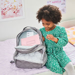Personalised Pink Font Large Grey Quilted Backpack