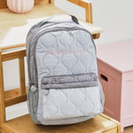 Personalised Pink Font Large Grey Quilted Backpack