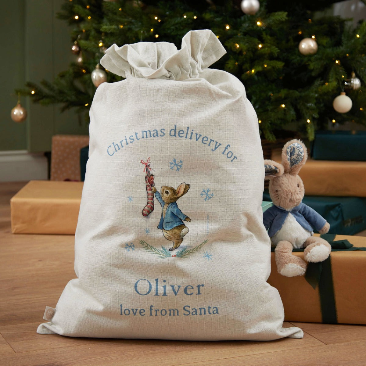 Personalised Peter Rabbit™ Blue Christmas Sack
