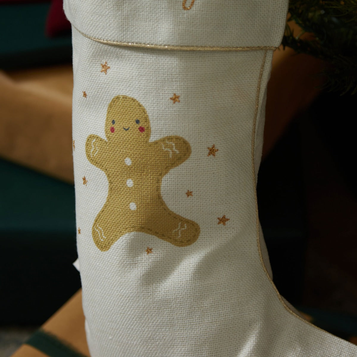 Personalised Gingerbread Small Cream Stocking