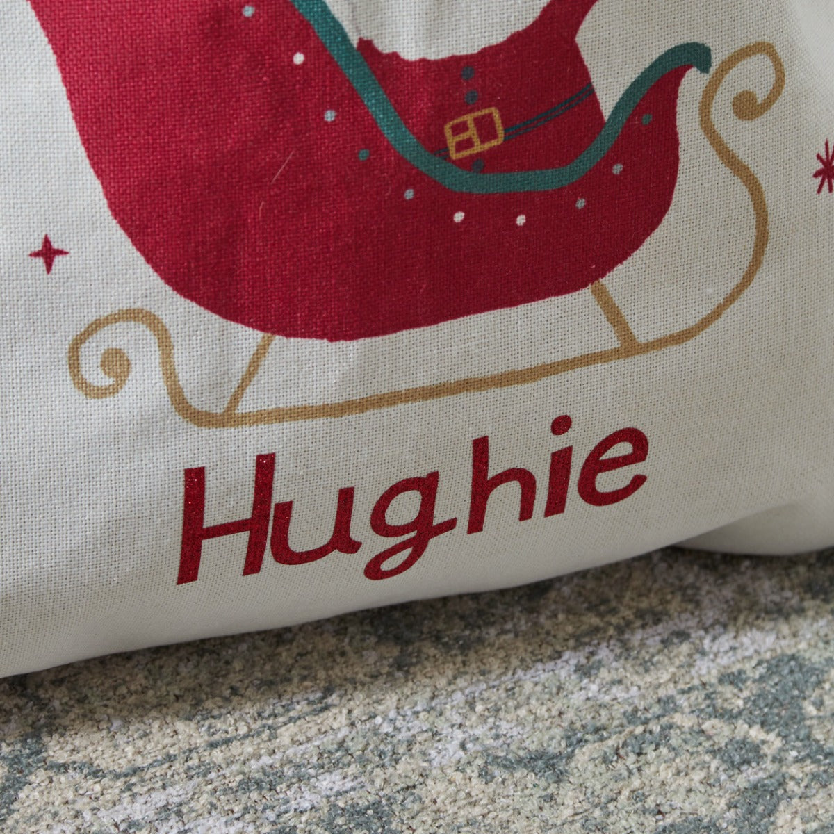 Personalised Santa Sleigh Cream Gift Sack