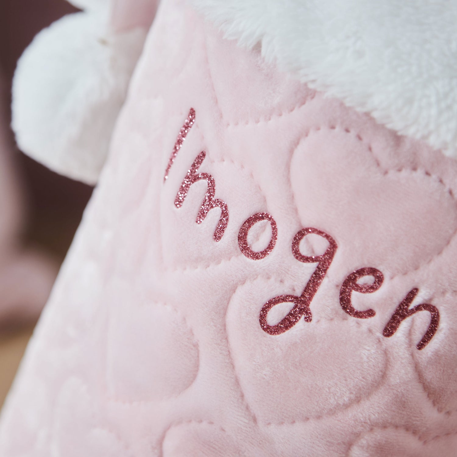 Personalised Small Name Pink Velvet Gift Stocking