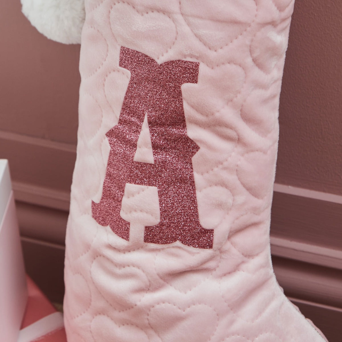 Personalised Small Pink Velvet Initial Gift Stocking