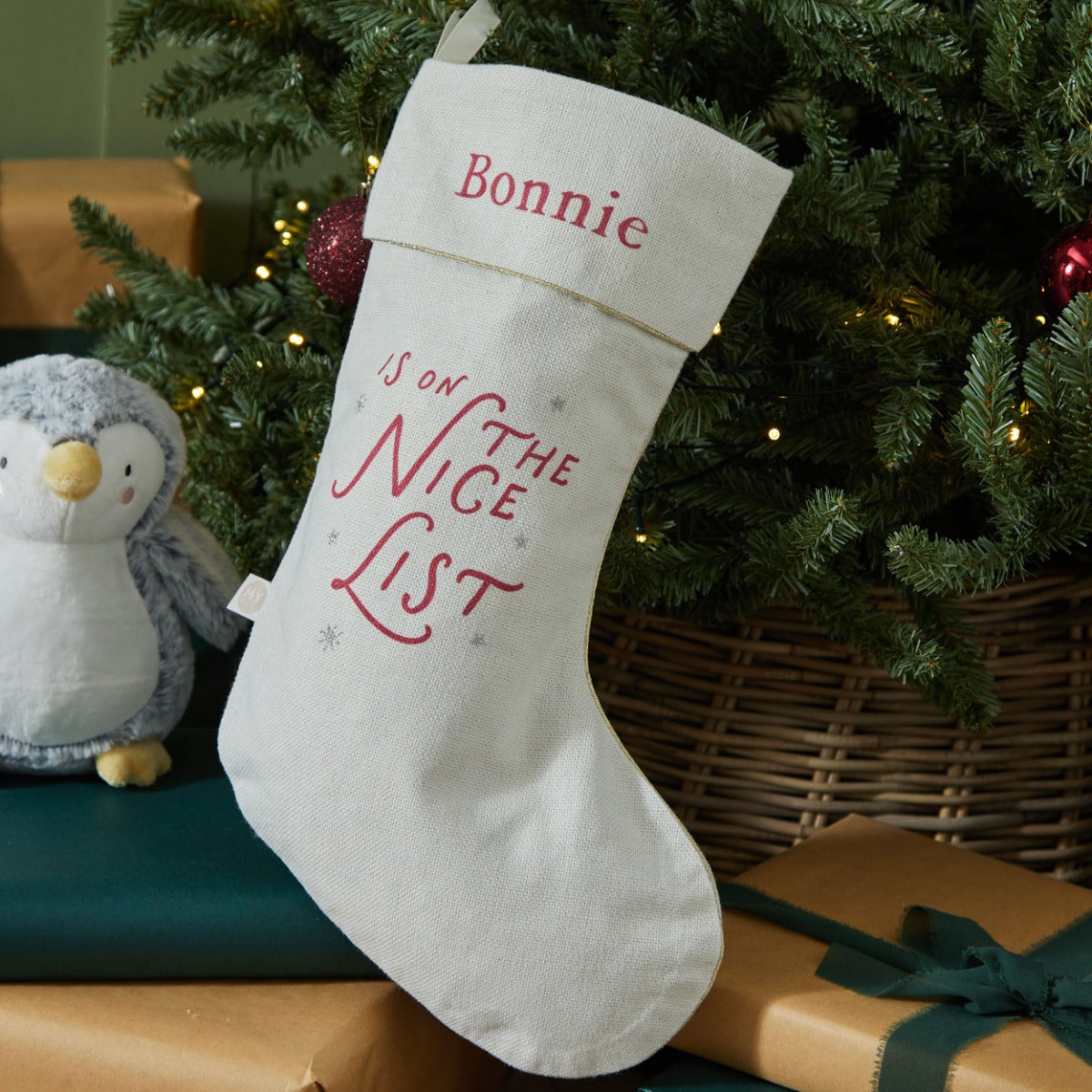 Personalised Nice List Small Gift Stocking