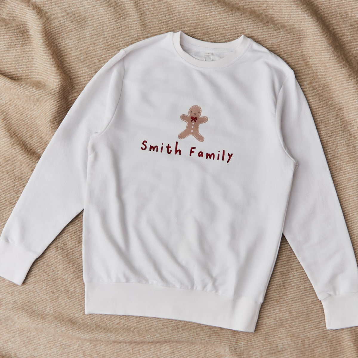 Personalised Gingerbread Family Ecru Adult Sweatshirt 