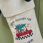 Personalised Blue Checkered Tree Small Gift Stocking