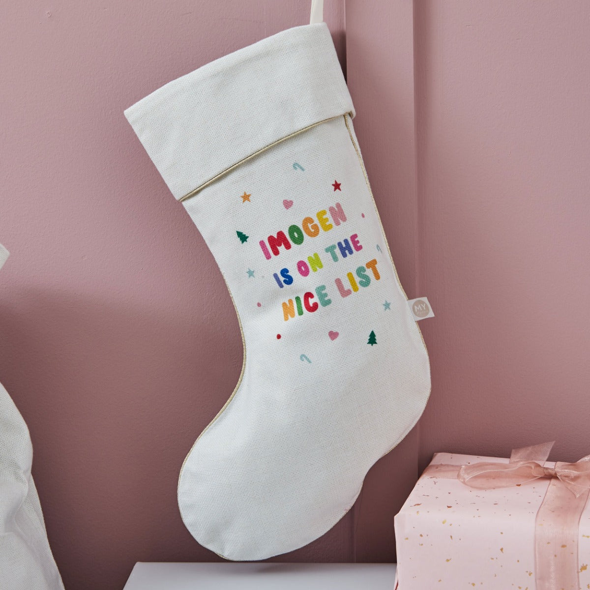 Personalised Multi Coloured Small Christmas Stocking