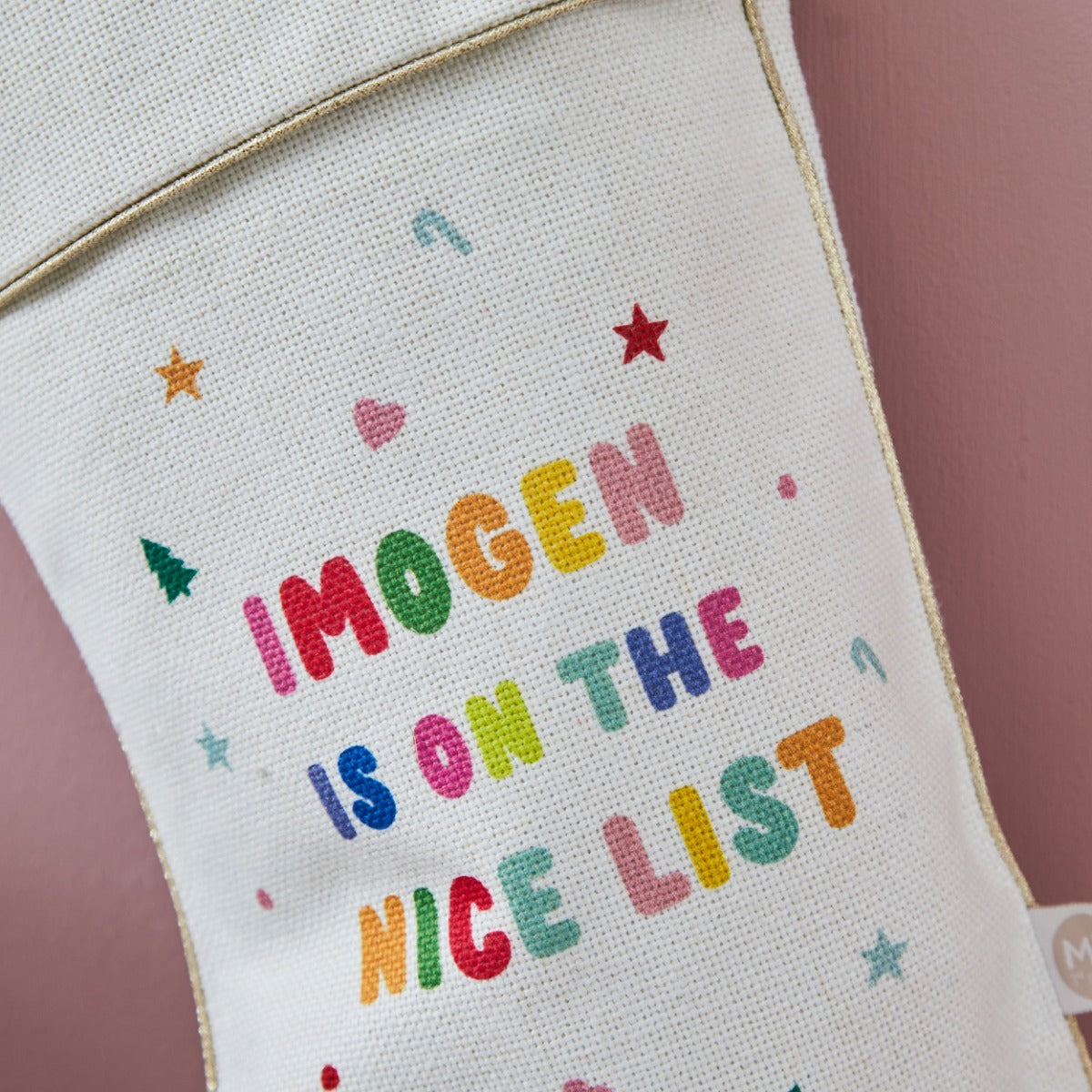 Personalised Multi Coloured Small Christmas Stocking