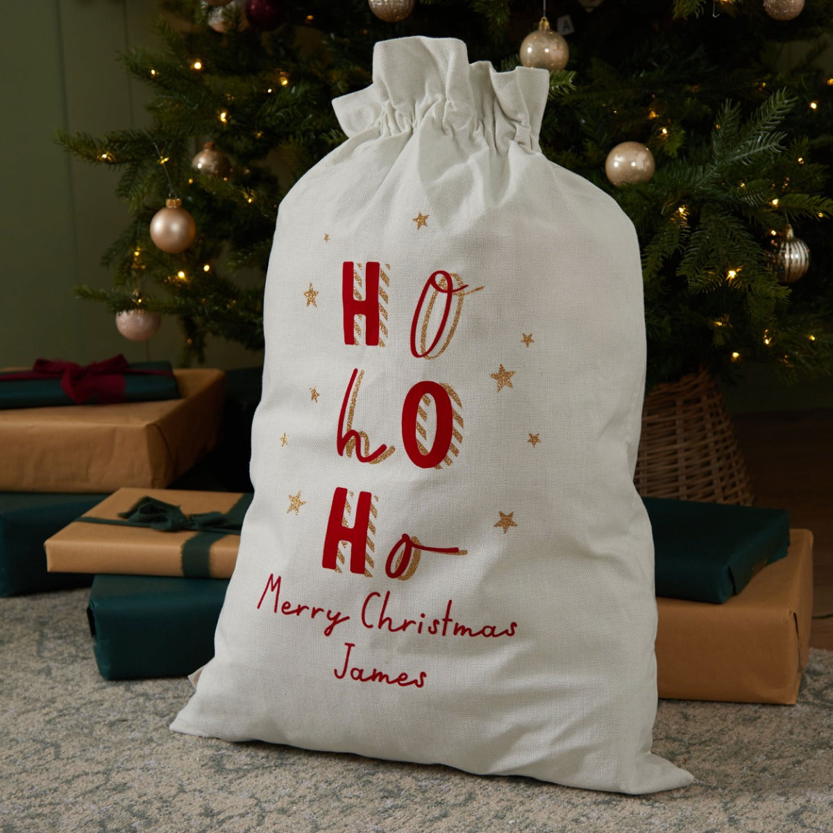 Personalised Ho Ho Ho Christmas Sack