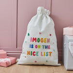 Personalised Multi Coloured Christmas Sack