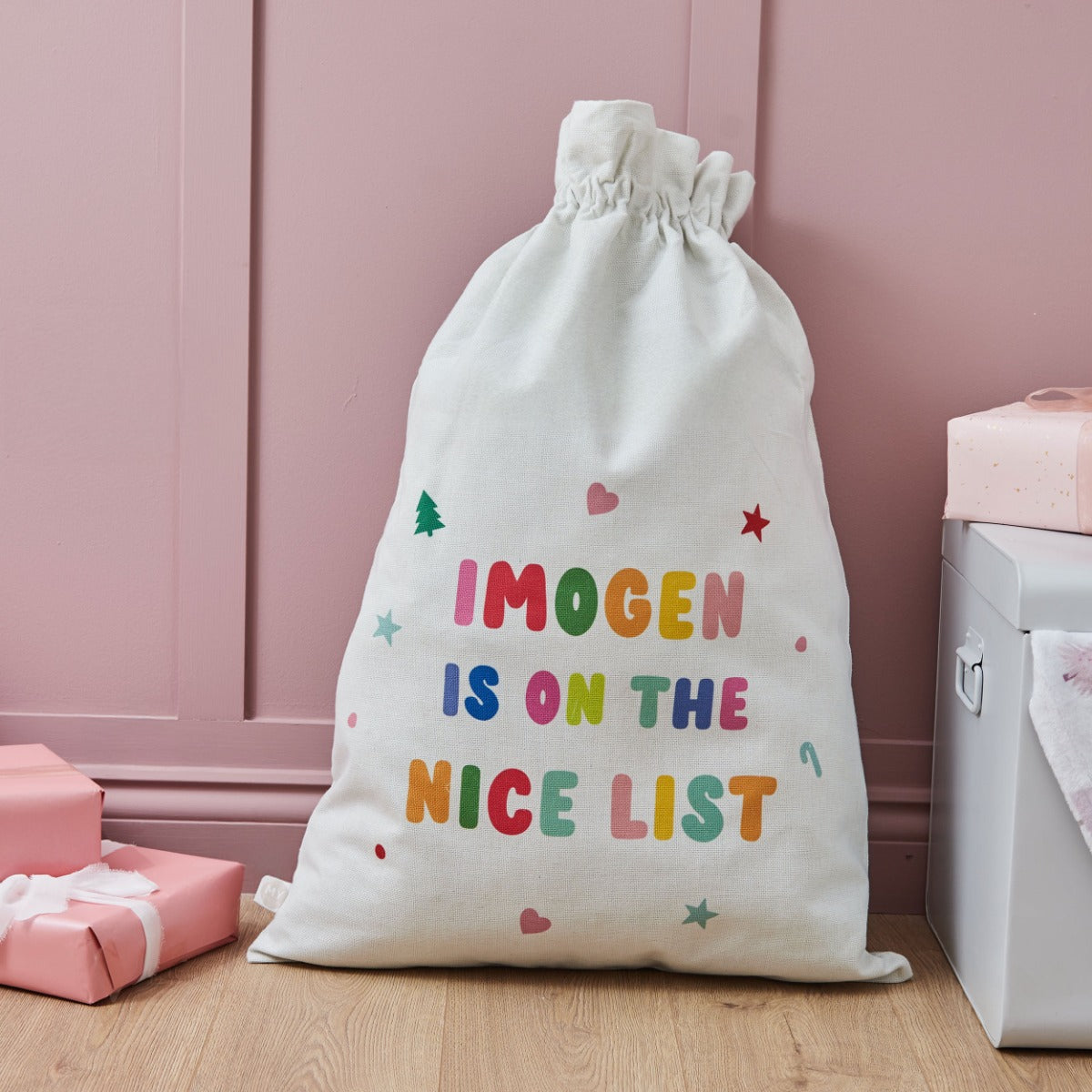 Personalised Multi Coloured Christmas Sack