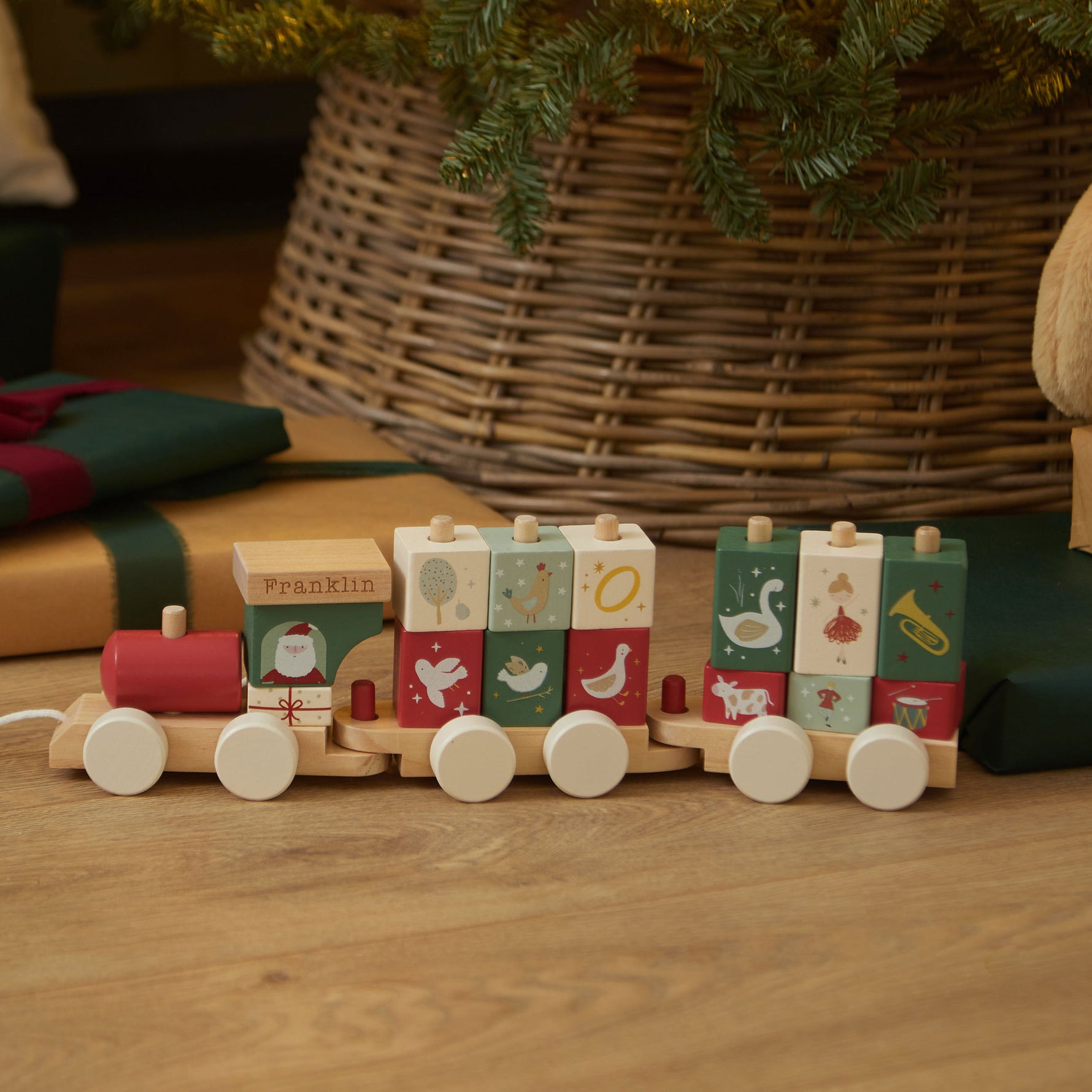 Personalised Wooden 12 Days of Christmas Pull Along Train FSC®