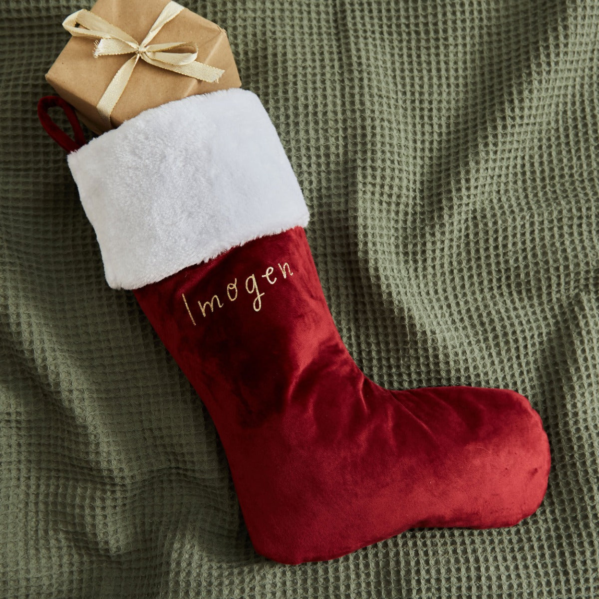 Personalised Red Velvet Name Gift Stocking 