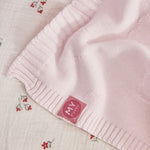 Personalised Born To Be Adored Valentine's Heart Jacquard Baby Blanket in Light Pink 