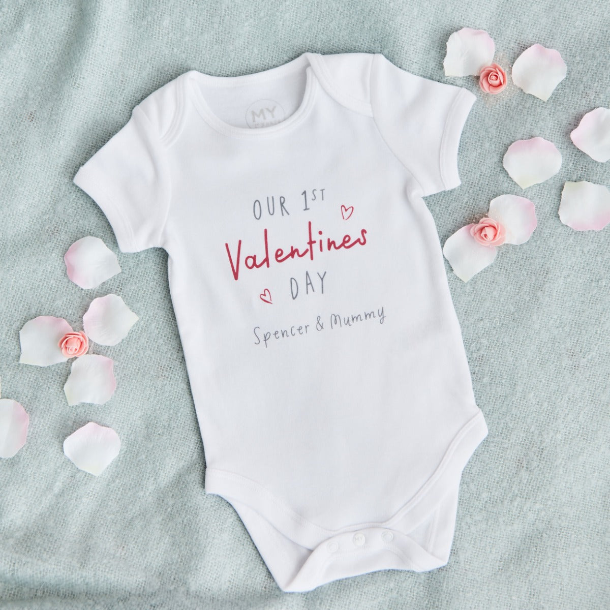 Personalised Our 1st Valentine's Day Bodysuit in White