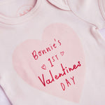 Personalised 1st Valentine's Day Bodysuit in Pink 