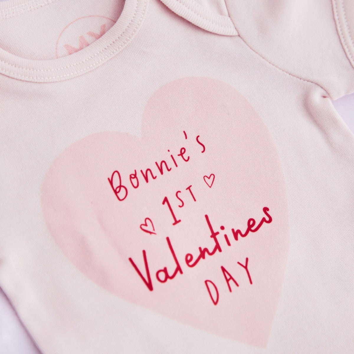 Personalised 1st Valentine's Day Bodysuit in Pink 