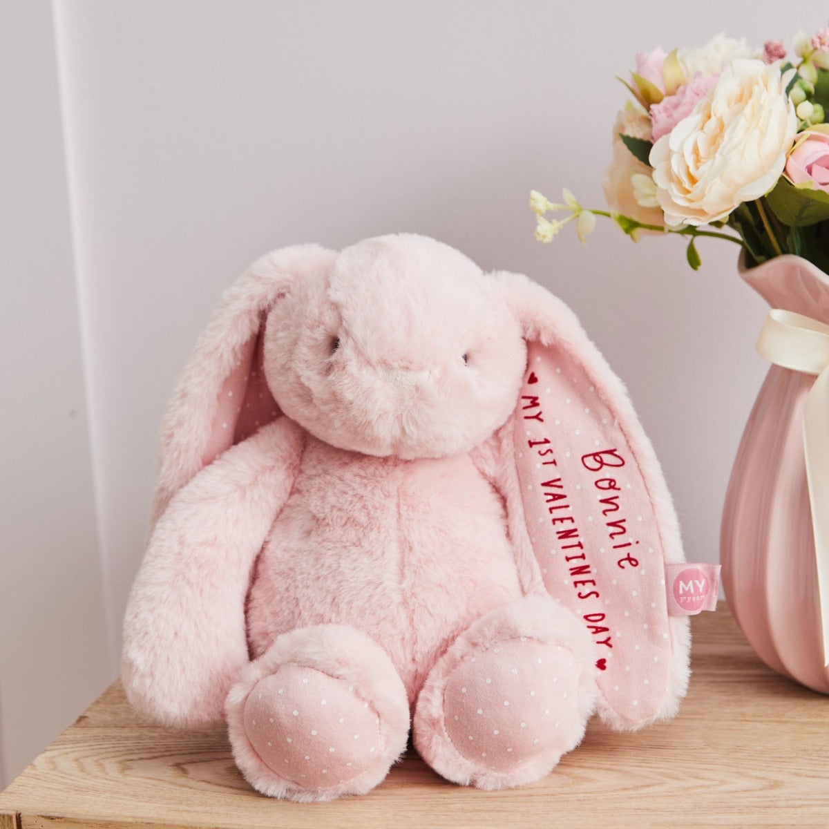Personalised My 1st Valentine's Day Pink Bunny Soft Toy