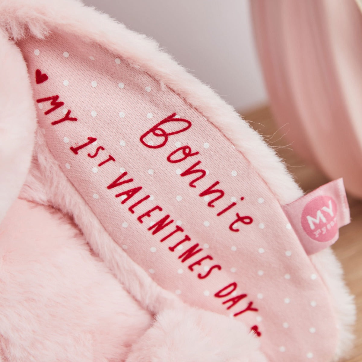 Personalised My 1st Valentine's Day Pink Bunny Soft Toy