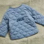Personalised Back Name Blue Quilted Jacket 