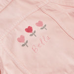 Personalised Little & Loved Three Tulips Pink Denim Jacket